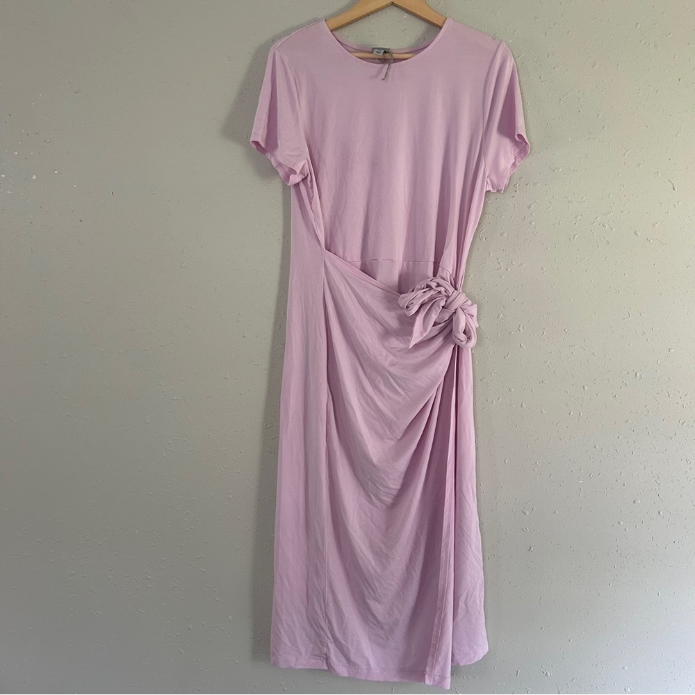 A New Day Pink Faux Wrap Midi Dress Stretch Comfy Casual Pastel Summer XL